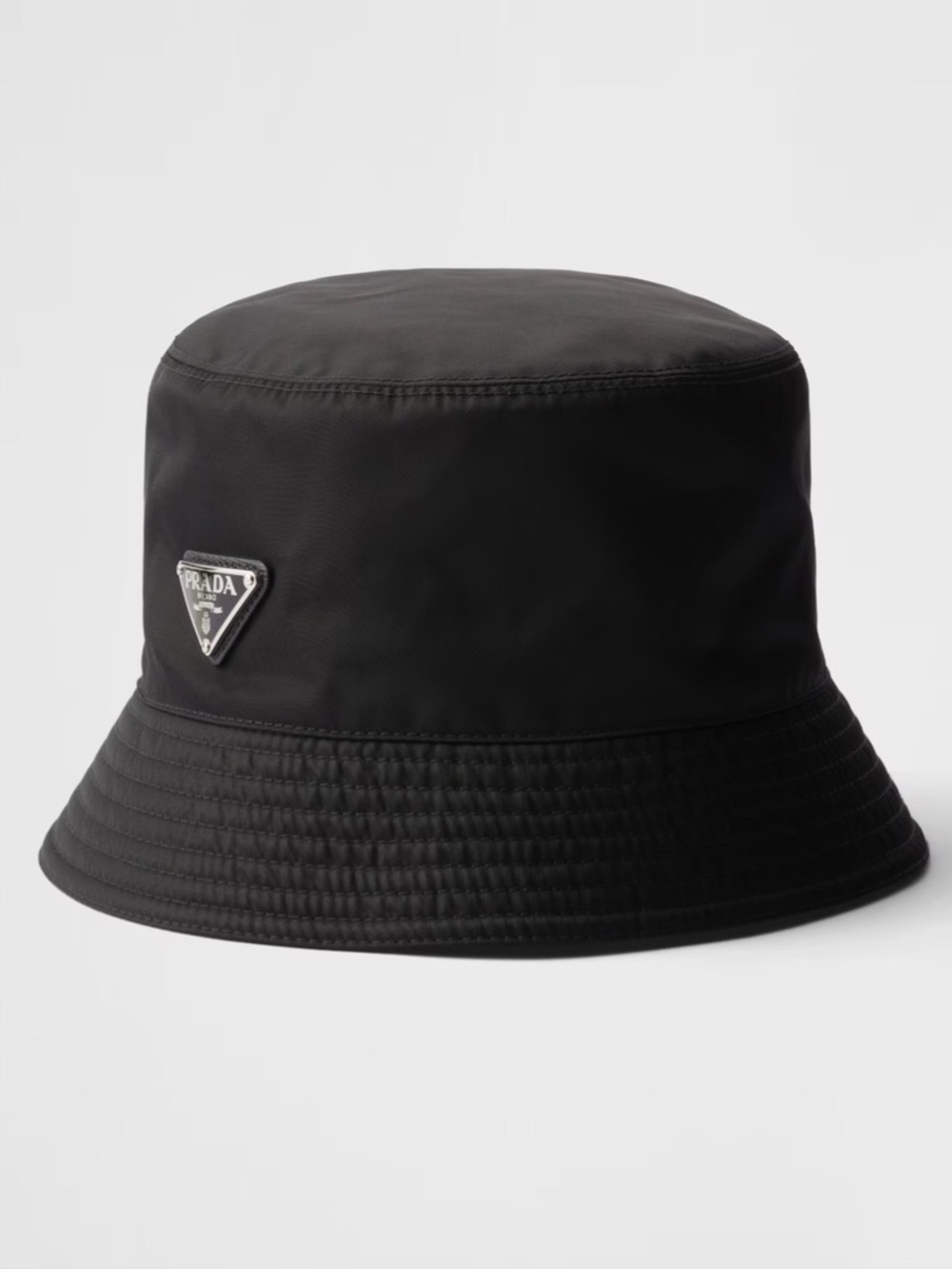 Prada Black Re-Nylon Logo Bucket Hat